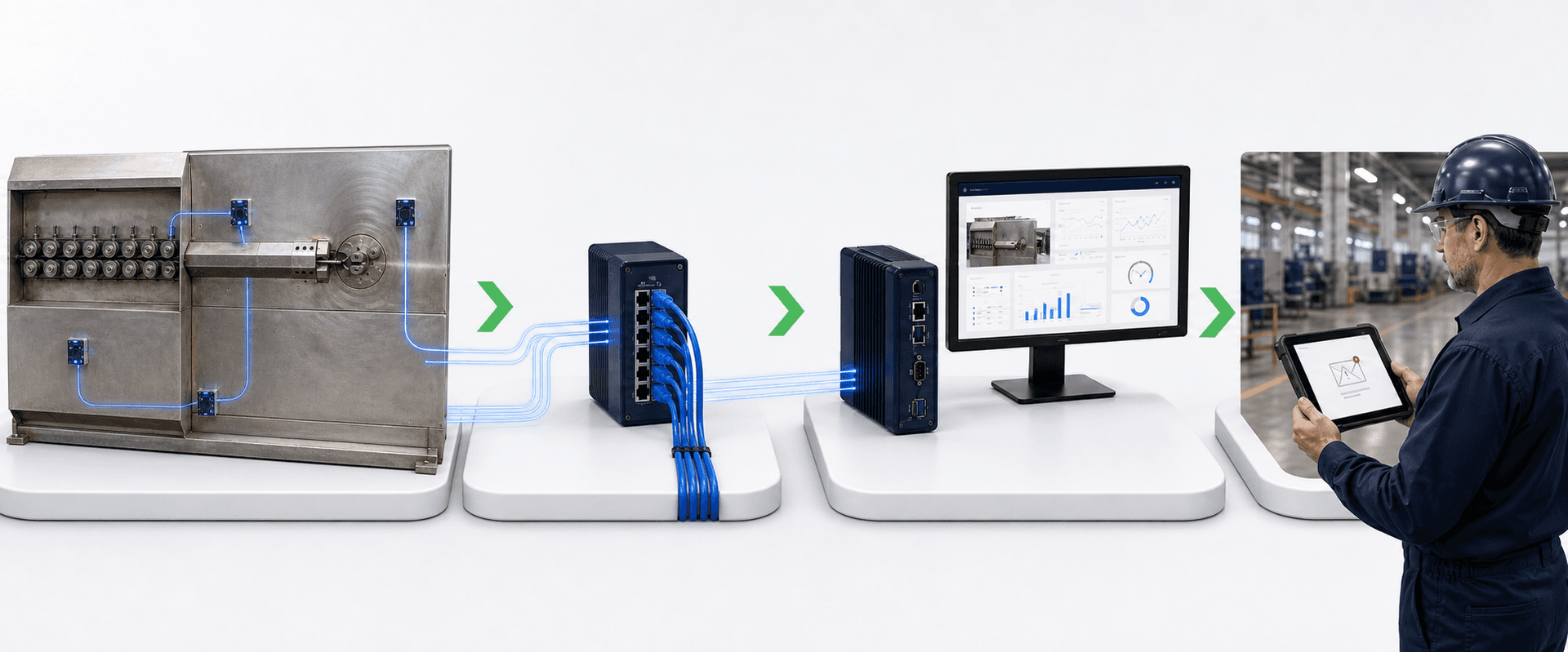 Original EdgeIoTOne illustration of sensors, plant network, local server and alerts