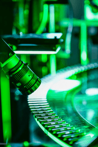 Machine vision camera inspecting parts on a production line