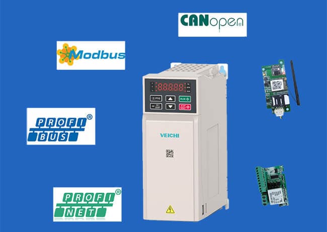 VEICHI Drive Expansion & Fieldbus Cards - PROFIBUS-DP, PROFINET, CANopen, RS485, PG and signal cards